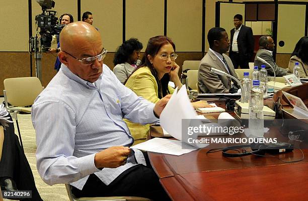 Venezuelan Interior Minister Ramon Rodriguez Chacin attends a summit on drugs and security on July 31 in Cartagena, Bolivar department, Colombia. The...