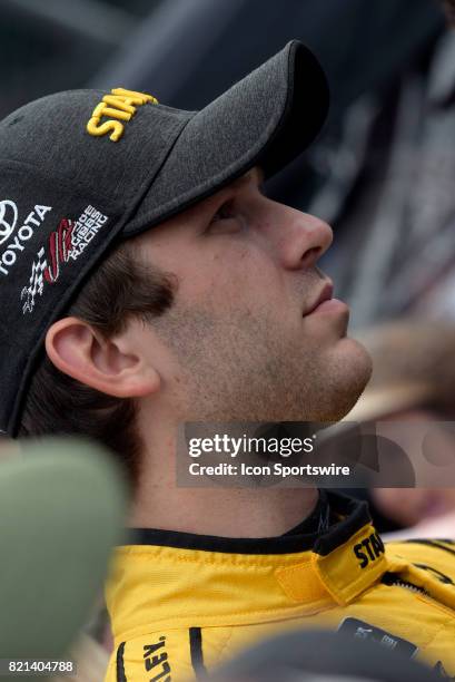 Daniel Suarez Joe Gibbs Racing Toyota Camry looks on during driver introductions before the start of the NASCAR Monster Energy Cup Series Brantley...