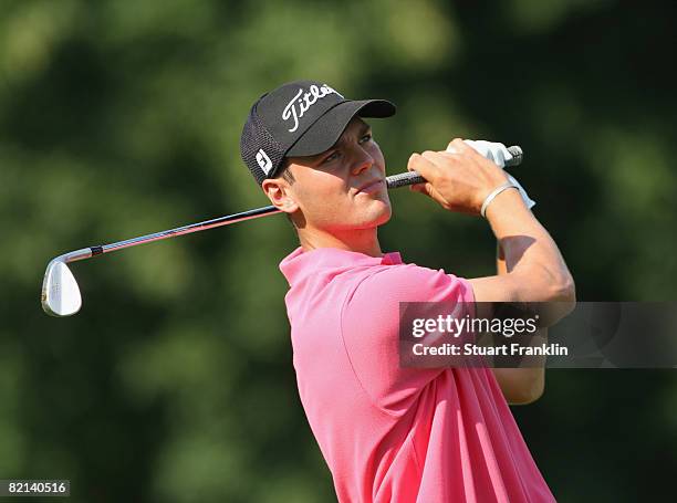 Martin Kaymer of Germany plays his approach shot on the 17th hole during first round of the World Golf Championship Bridgestone Invitational on July...