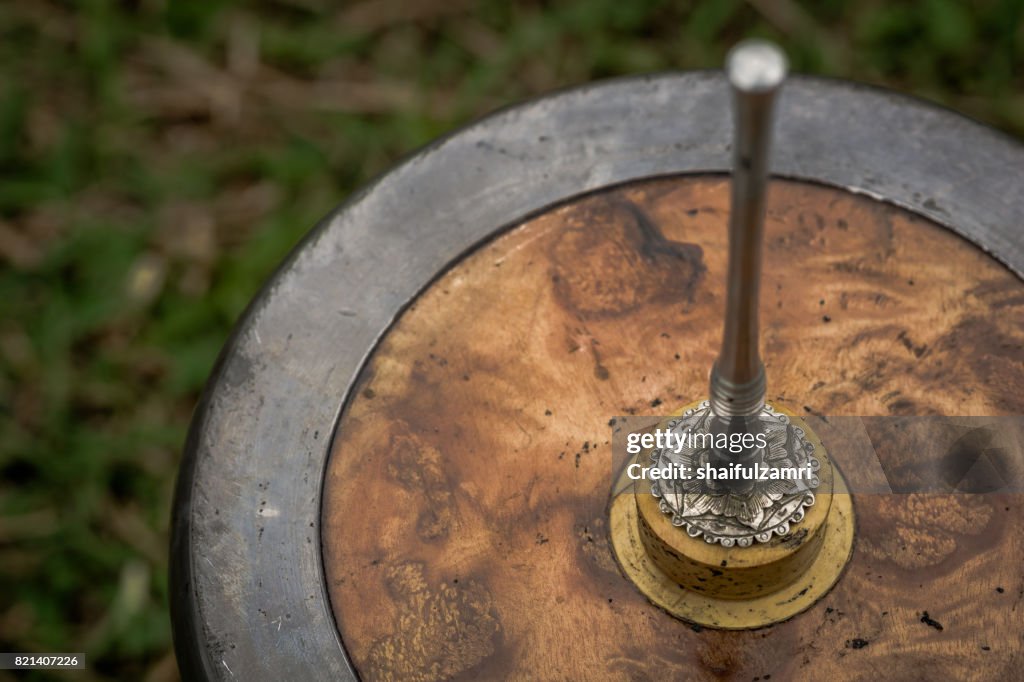 "Gasing" or tops spinning, a traditional game popular among Malay in Malaysia.