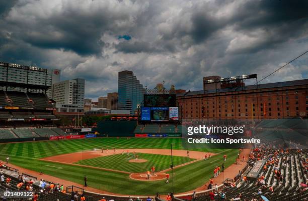Frame High Dynamic Range view of Orioles Park at Camden Yards in Baltimore, MD. Prior to an MLB game between the Houston Astros and the Baltimore...