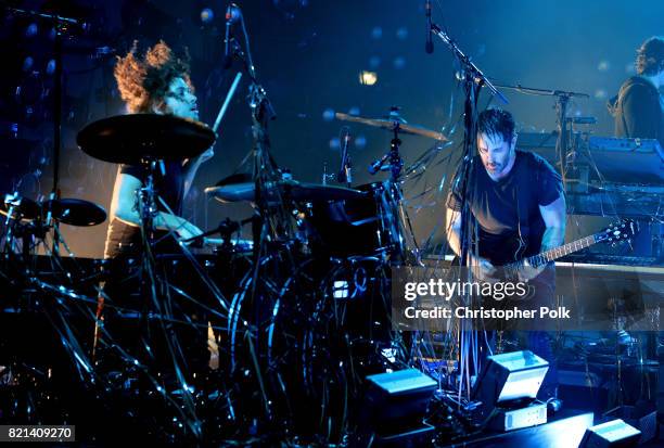 Nine Inch Nails perform onstage on day 3 of FYF Fest 2017 at Exposition Park on July 23, 2017 in Los Angeles, California.
