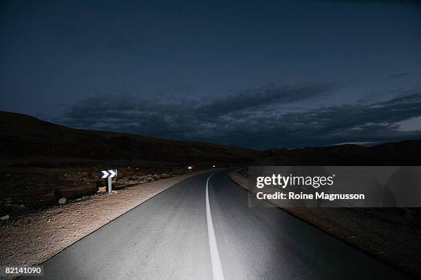 car driving on highway at night, view of road - car light bildbanksfoton och bilder