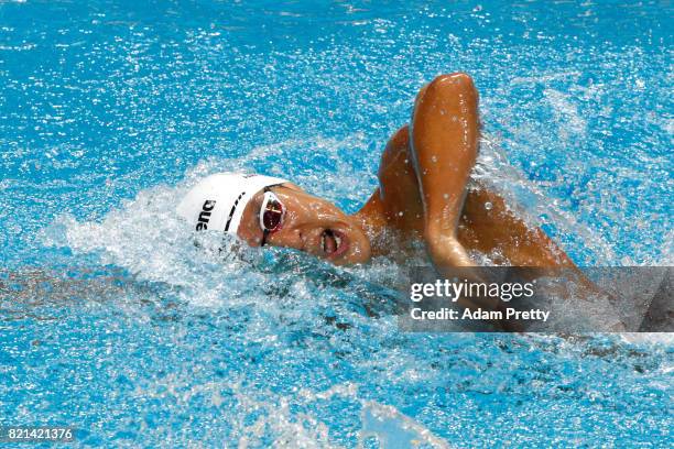 Taehwan Park of Korea competes during the Men's 200m Freestyle Heats on day eleven of the Budapest 2017 FINA World Championships on July 24, 2017 in...