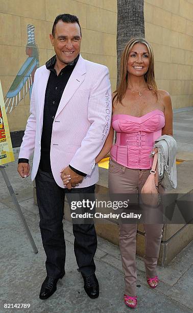 Actor Vinnie Jones and wife Tanya Jones arrive at a special screening of The Weinstein Company's "Hell Ride" at the Egyptian Theater on July 31, 2008...
