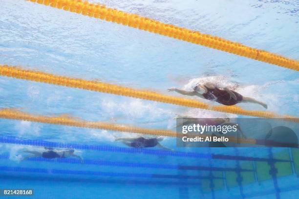 Katie Ledecky of the United States, Mireia Belmonte of Spain, Kristel Kobrich of Chile and Tamila Holub of Portugal compete during the Women's 1500m...