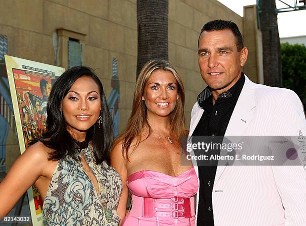 Actress Cassandra Hepburn, Tanya Jones and actor Vinnie Jones arrive at the premiere of The Weinstein Company's "Hell Ride" held at the Egyptian...