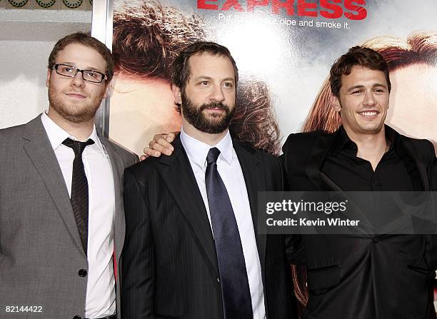 Actor/exec. Prod./writer Seth Rogen , director/producer Judd Apatow and actor James Franco arrive at the premiere of Columbia Picture's "Pineapple...