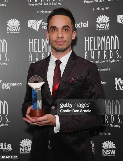 Guy Simon poses with his award for Best Male Actor for Supporting role in a play during the 17th Annual Helpmann Awards at Lyric Theatre, Star City...