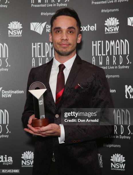 Guy Simon poses with his award for Best Male Actor for Supporting role in a play during the 17th Annual Helpmann Awards at Lyric Theatre, Star City...