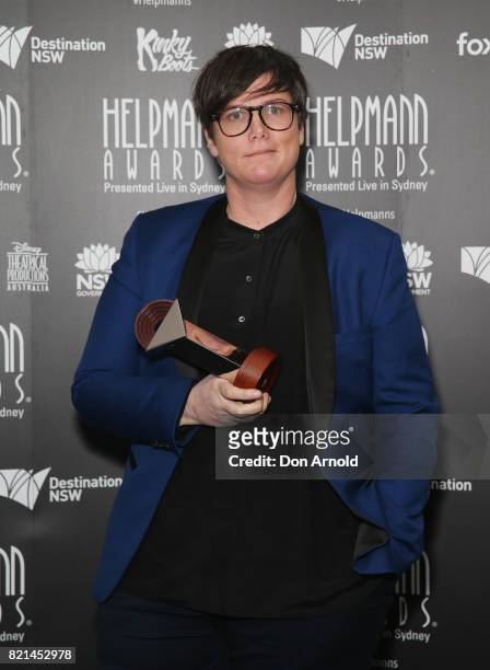 Hannah Gadsby poses with her award for Best Comedy Performer during the 17th Annual Helpmann Awards at Lyric Theatre, Star City on July 24, 2017 in...