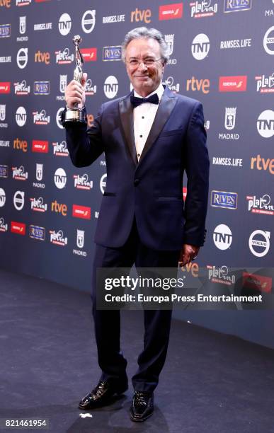 Oscar Martinez is seen at Platino Awards winners press room at La Caja Magica on July 22, 2017 in Madrid, Spain.