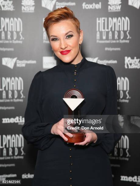 Kate Mulvany poses with the award for Best Female Actor in a Play during the 17th Annual Helpmann Awards at Lyric Theatre, Star City on July 24, 2017...
