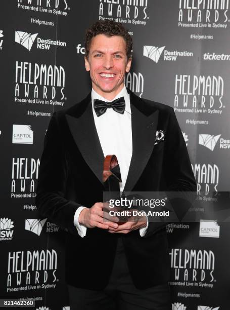Kevin Jackson poses with his award for Best Male Dancer in a Ballet during the 17th Annual Helpmann Awards at Lyric Theatre, Star City on July 24,...