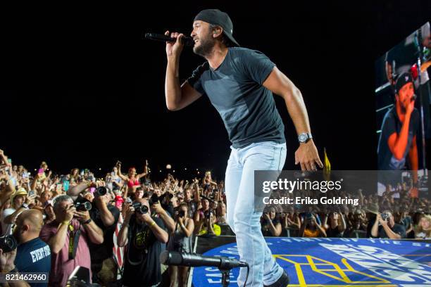 Luke Bryan performs during Faster Horses Festival at Michigan International Speedway on July 23, 2017 in Brooklyn, Michigan.
