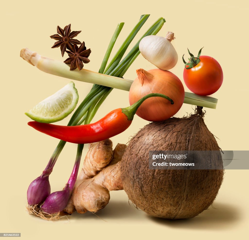 Asian food fresh uncooked vegetable still life.