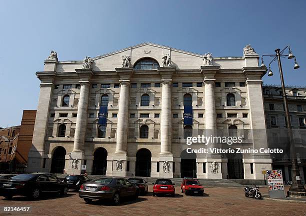 General view of Palazzo Mezzanotte, head office of the Borsa Italiana on July 31, 2008 in Milan, Italy.