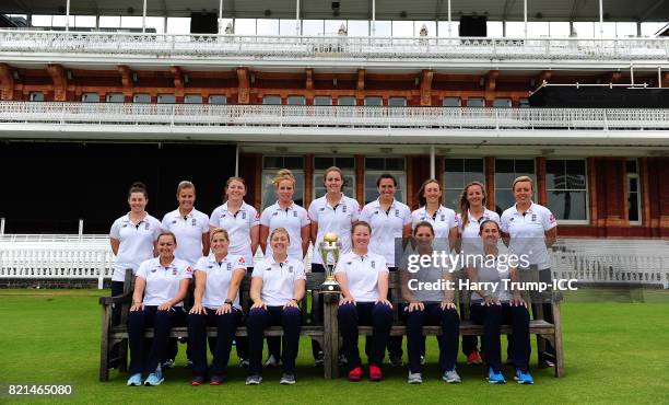 The England players Laura Marsh, Katherine Brunt, Heather Knight, Anya Shrubsole, Sarah Taylor and Jenny Gunn and : Tammy Beaumont, Alex Hartley,...