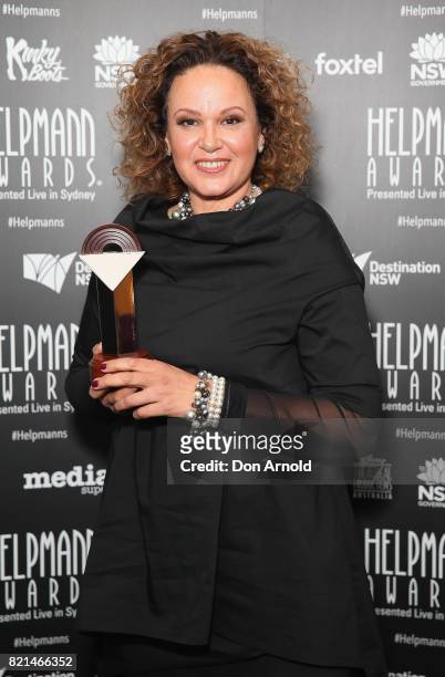 Leah Purcell poses with her award for Best New Australian Work during the 17th Annual Helpmann Awards at Lyric Theatre, Star City on July 24, 2017 in...