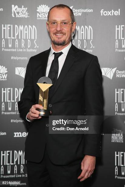 Richard Tognetti poses with his Lifetime Achievement Award during the 17th Annual Helpmann Awards at Lyric Theatre, Star City on July 24, 2017 in...