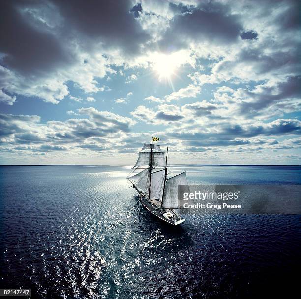 schooner sailing in the chesapeake bay - windjammer stock-fotos und bilder