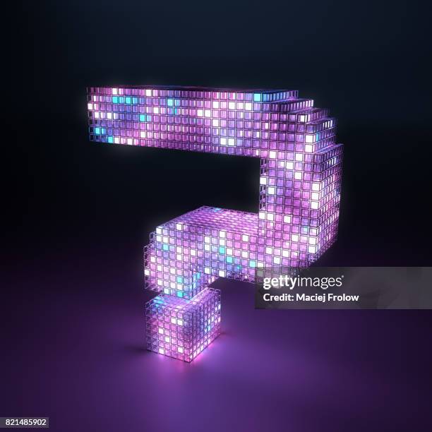 question mark made of cubes - glowing cube stock pictures, royalty-free photos & images