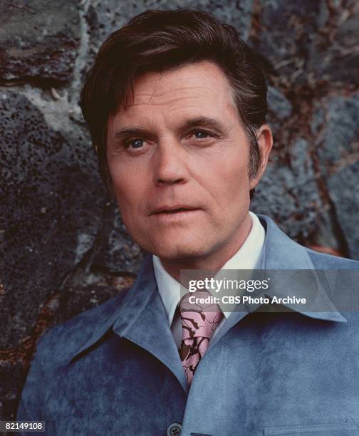American actor Jack Lord , , in character as Steve McGarrett, in a scene from an episode of the television police crime drama 'Hawaii Five-O,' 1979.