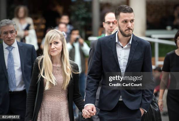 Chris Gard and Connie Yates, the parents of terminally ill baby Charlie Gard, arrive at The Royal Courts of Justice on July 24, 2017 in London,...