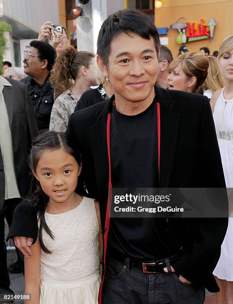 Actor Jet Li and daughter Jane arrive at the American Premiere of "The Mummy: Tomb Of The Dragon Emperor at the Gibson Amphitheatre on July 26, 2008...