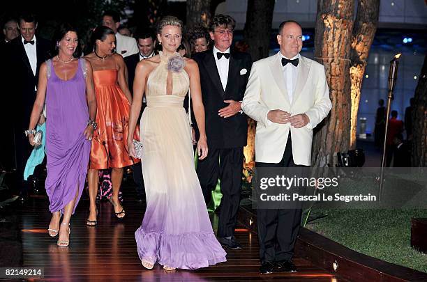 Princess Caroline of Hanover, Princess Stephanie of Monaco, Prince Ernst of Hanover, Charlene Wittstock and Prince Albert II of Monaco attend the...