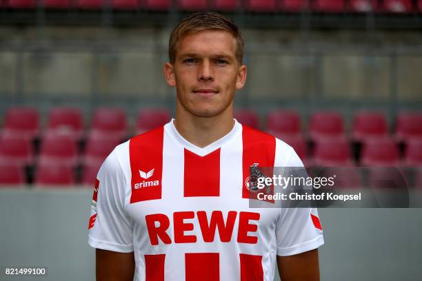 Artjoms Rudnevs of 1. FC Koeln poses during the team presentation at RheinEnergie Stadion on July 24, 2017 in Cologne, Germany.