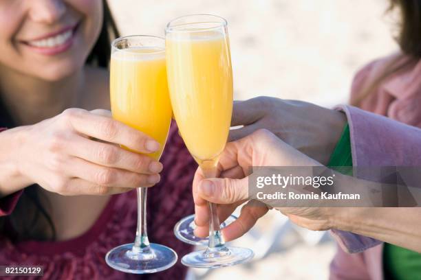 multi-ethnic women toasting with mimosas - mimosa bildbanksfoton och bilder