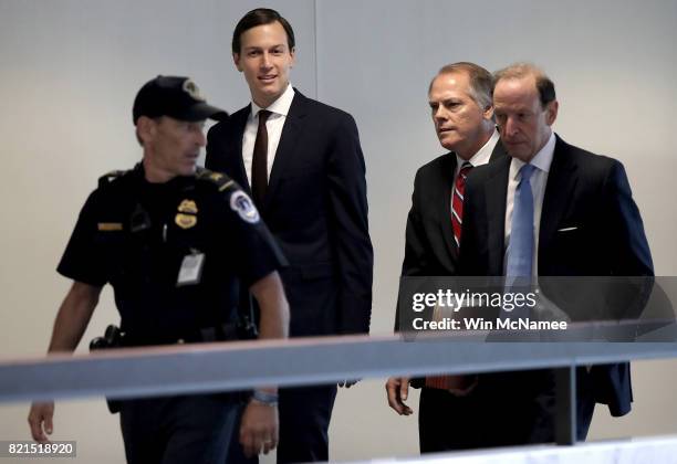 President Donald Trump's son-in-law and senior White House advisor, Jared Kushner , arrives for a meeting with the Senate Select Committee on...
