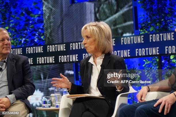 Andrea Mitchell, NBC News chief foreign correspondent, speaks July 19, 2017 at the Fortune Brainstorm Tech conference in Aspen, Colorado. / AFP PHOTO...