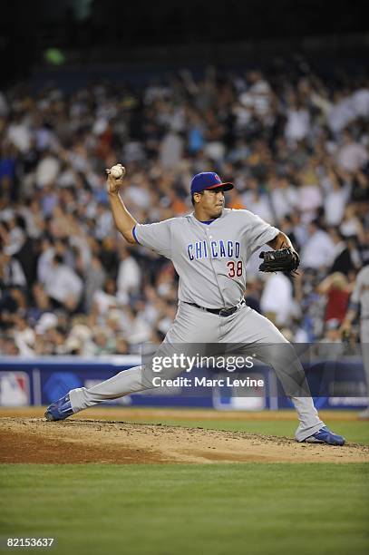 Carlos Zambrano of the Chicago Cubs pitches during the 79th MLB All-Star Game at the Yankee Stadium in the Bronx, New York on July 15, 2008. The...