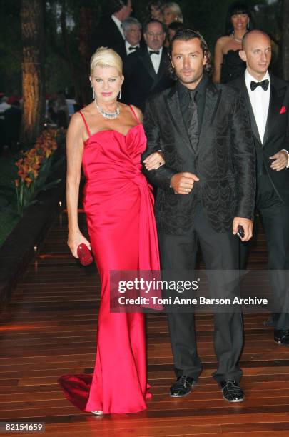 Ivana Trump and Rossano Rubicondi arrive at the 60th Monaco Red Cross Ball at the Monte-Carlo Sporting Club on August 1, 2008 in Monte Carlo, Monaco.