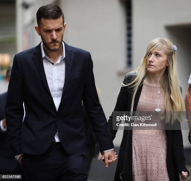 Chris Gard and Connie Yates, the parents of terminally ill baby Charlie Gard, leave the High Court after their decision to end their legal challenge...