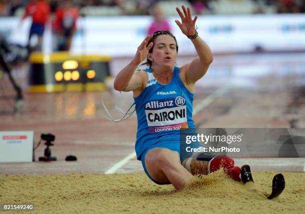 Martina Caironi of Italy compete Women's Long Jump T42 Final during World Para Athletics Championships at London Stadium in London on July 23, 2017