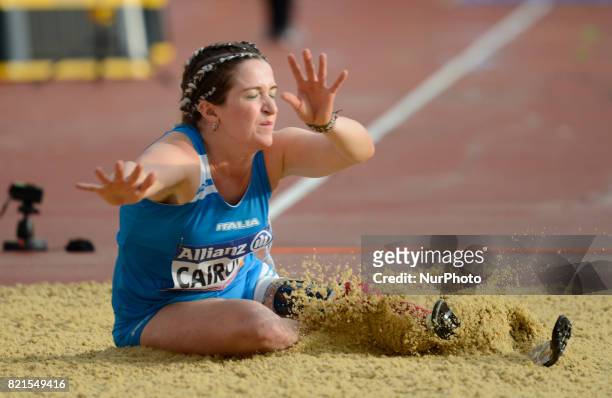 Martina Caironi of Italy compete Women's Long Jump T42 Final during World Para Athletics Championships at London Stadium in London on July 23, 2017