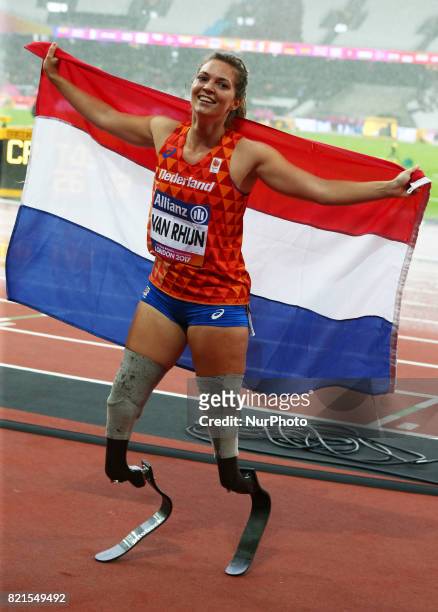 Marlou van Rhijn of Nederland winner of Women's 200m T44 Final during World Para Athletics Championships at London Stadium in London on July 23, 2017