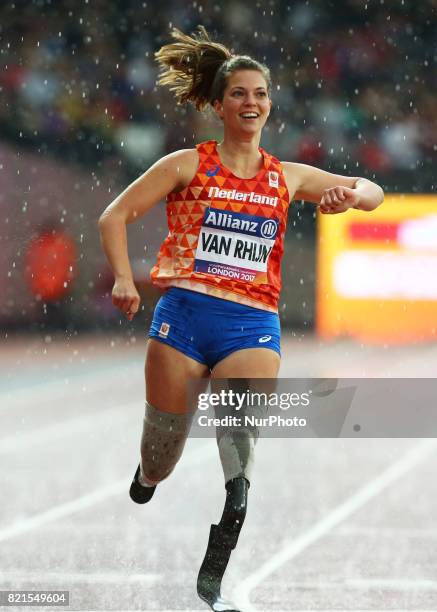 Marlou van Rhijn of Nederland winner of Women's 200m T44 Final during World Para Athletics Championships at London Stadium in London on July 23, 2017