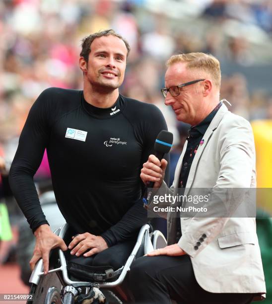 Marcel Hug of Switzerland Men's 5000m T54 Final during World Para Athletics Championships at London Stadium in London on July 23, 2017