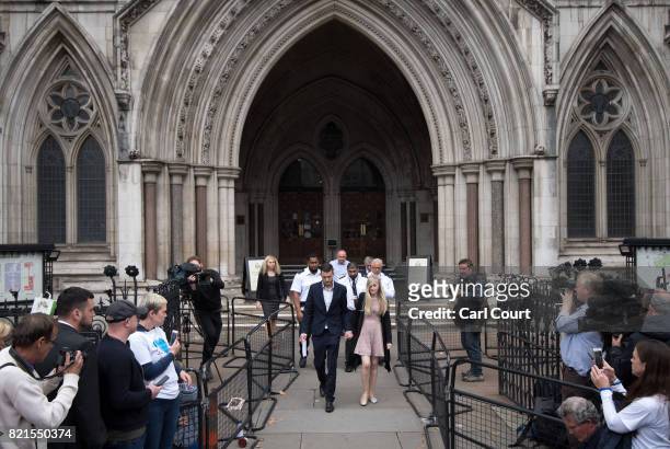 Chris Gard and Connie Yates, the parents of terminally ill baby Charlie Gard, prepare to speak to the media following their decision to end their...