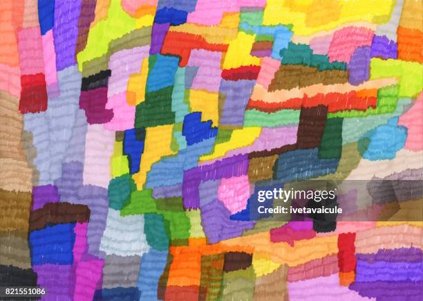 colourful abstract pattern background - patchwork landscape stock illustrations