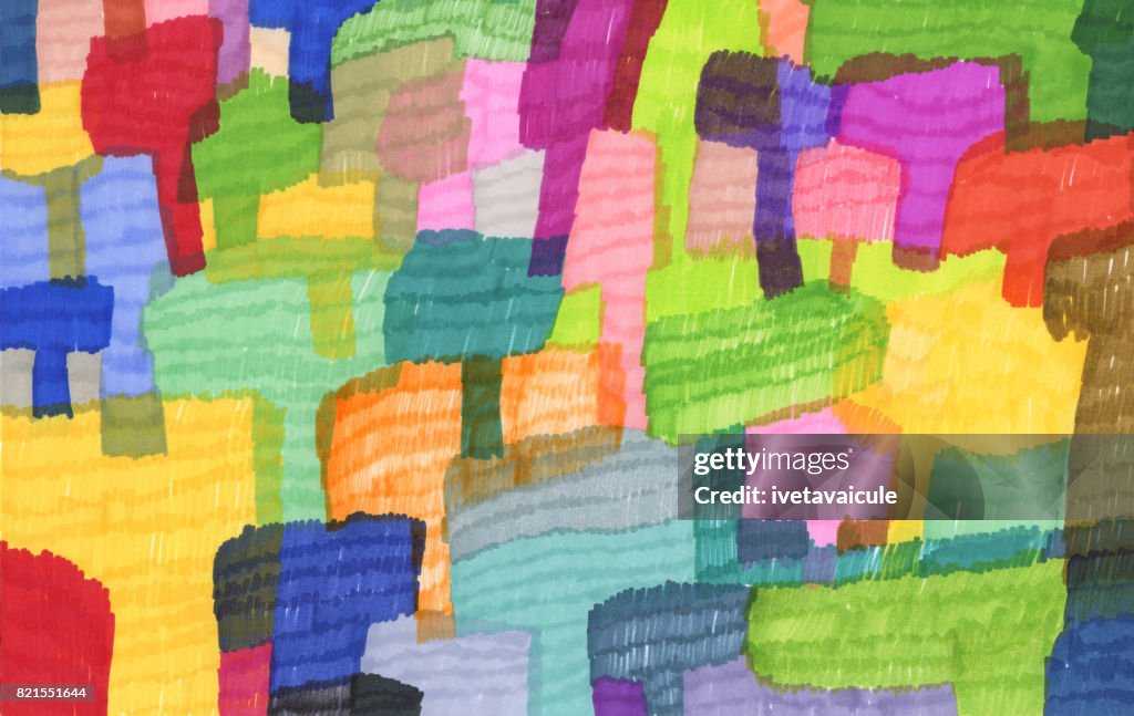 Colourful abstract pattern background with trees