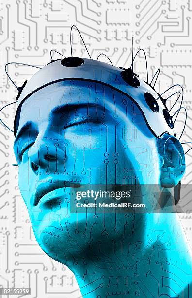 brain circuit - electrode stock illustrations