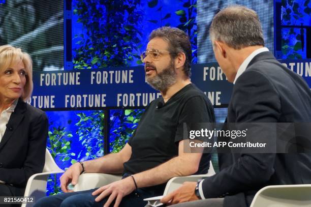 Isaac Lee , chief officer, Univision and Televisa, speaks July 19, 2017 during the Fortune Brainstorm Tech conference in Aspen, Colorado. / AFP PHOTO...