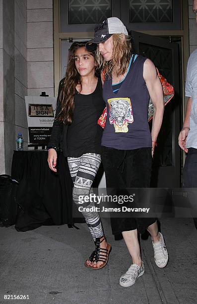 Lourdes Leon and singer Madonna visit the Kabbalah Center in Manhattan on August 1, 2008 in New York City.