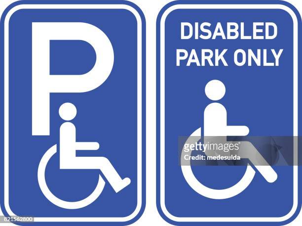 ilustraciones, imágenes clip art, dibujos animados e iconos de stock de señal de uso para incapacitado - disabled sign