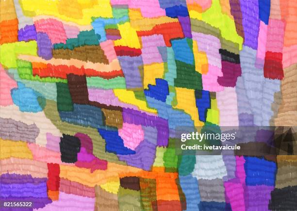 colourful abstract pattern background - patchwork landscape stock illustrations